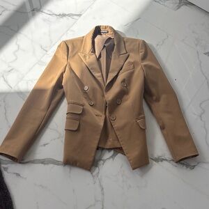 Express Tan Double-Breasted Blazer
